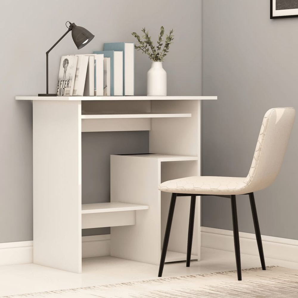 Vidaxl Písací stôl, biely 80x45x74 cm, drevotrieska